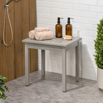 Archer 18.9" Modern Classic Square Slatted Solid Acacia Wood Indoor/Outdoor Adirondack Side Table